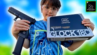 7 year old gets his Dream Pistol Glock 18C Airsoft [upl. by Oecam]