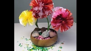 Pom pom flower making tutorial using raffia ribbon [upl. by Sharma681]