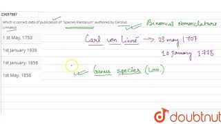 Which is correct data of publication of Species Plantarum authored by Carolus Linnaeus [upl. by Enilesor]