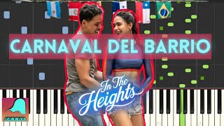 Carnaval del Barrio  In The Heights  Piano Accompaniment Tutorial Synthesia [upl. by Emirac555]