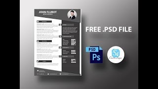 create cv template with photoshop  FREE PSD FILE [upl. by Asirret]