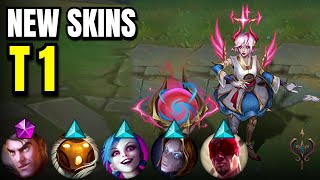 ALL NEW T1 SKINS Orianna Jinx Bard Jayce Lee Sin  League of Legends [upl. by Iderf]