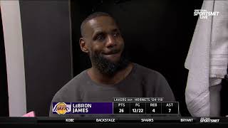 LeBron James POSTGAME INTERVIEW  Los Angeles Lakers beat Charlotte Hornets 124118 [upl. by Stuart]