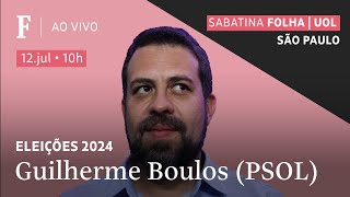 Guilherme Boulos PSOL participa de sabatina FolhaUOL com précandidatos de São Paulo [upl. by Talyah691]