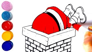 SANTA GOT STUCK UP THE CHIMNEY COLORING PAGES  When Santa Got Stuck Up The Chimney [upl. by Airdnekal]