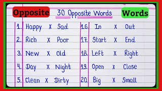 30 Opposite WordsOpposite Words In EnglishOpposite Words l Opposite Words For KidsAntonyms l [upl. by Yelssew]