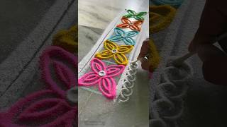 Quick multicoloured border rangoli pattern rangoliforbeginners relaxing rangoli [upl. by Eixor]