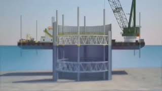 Educative visual of cellular cofferdam installation underwater [upl. by Ynaffi214]