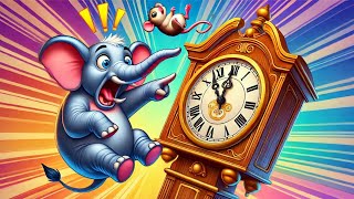 Hickory Dickory Dock With Elephant Vs Mouse  Animals Song For Kids  Funny Nursery Rhymes [upl. by Olsewski]