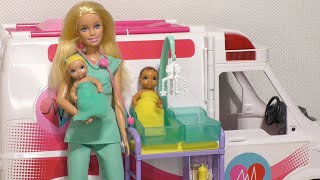 Barbie Nurse And Barbie Babies  Unboxing Barbie Baby Doctor Playset [upl. by Dunkin]