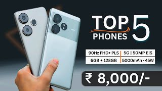 Top 5 Best Smartphone Under 8000 in August 2024  Best 5g phone under 8000 [upl. by Adnalahs]