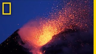 Amazing Volcano Footage See Smoke and Lava Erupt From Mount Etna  National Geographic [upl. by Terese634]