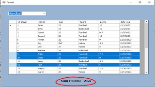 How to sum Selected rows in Datagridview Using ComboBox in Visual Basic net and SQL server [upl. by Anehsat]