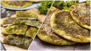 How To Make Best Manoushe Zataar Flatbread  Easy Manakish  Lebanese Man’ousheh [upl. by Yenhpad]