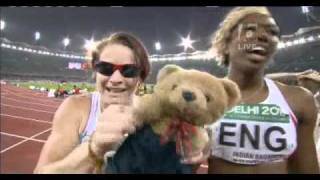 Womens 4x100 relay  CWG  2010  Delhi  India wins Bronze [upl. by Akcirred]