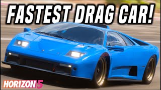 NEW FASTEST Drag Car Diablo GTR Tune  118  Forza Horizon 5 [upl. by Edwyna998]