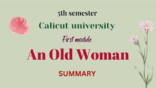 AN OLD WOMAN  Calicut university  Indian Writing In English  Arun Kolatkar [upl. by Roots145]