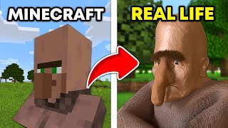 Minecraft vs Realistic minecraft in Real life 2 Villager Chocolate Snow [upl. by Curran]