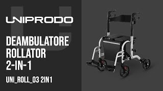 Deambulatore rollator 2in1 Uniprodo UNIROLL03 2IN1  Presentazione del prodotto 10250028 [upl. by Aronoh751]