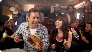 Jimmy Fallon Carly Rae Jepsen amp The Roots Sing quotCall Me Maybequot w Classroom Instruments [upl. by Scevo279]