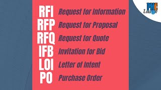 Procurement Documents  RFP RFI RFQ IFB LOI PO [upl. by Krischer705]