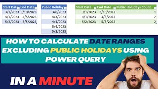 How to Calculate Date Ranges Excluding Public Holidays Using Power Query [upl. by Nodababus910]