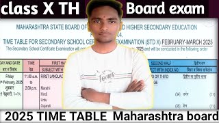 CLASS X TH BOARD TIME TABLE FOR 2025।। Maharashtra board exam date।।2025 board time table😱 [upl. by Morgen]