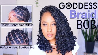 Toyotress Goddess Braid Bob Illusion Crochet Rubber band Method for Deep Side Part Bob [upl. by Vil663]