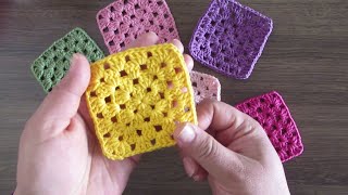 TEK RENK HANIMDİLENDİ MOTİFİ NASIL ÖRÜLÜR  CROCHET GRANNY SQUARE [upl. by Ees586]