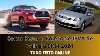 Gerando Boleto de IPVA de Veículo 0km online Para Concluir 1° Registro no Estado Pelo Site Detran SP [upl. by Blaise]