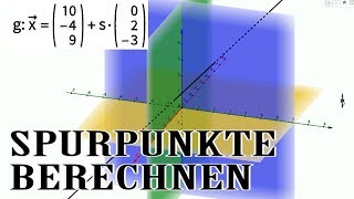 SPURPUNKTE einer Geraden im Raum BERECHNEN  GEOGEBRA [upl. by Aronow]