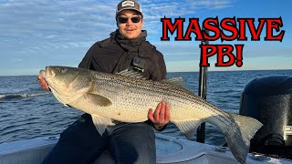 MASSIVE CHESAPEAKE ROCKFISH PB Light Tackle Jigging Striped Bass [upl. by Llig]