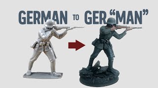 Army Men Painting Tutorial WW2 German Soldier Vintage Airfix Toy [upl. by Ocana]