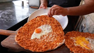 Tasty and Crispy Iraqi Style Lahmacun  Erbil Street Foods [upl. by Ettennor421]