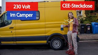 230 V im Campervan ⚡  So wird eine CEEEingangsteckdose eingebaut  Ford Transit [upl. by Otanod]