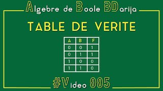 Algèbre de Boole BDarija 005  Exercice  Table de Vérité [upl. by Veljkov]