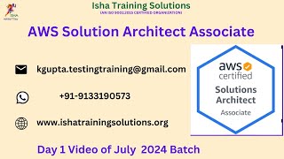 AWS Solution Architect Associate Day 1 Pls call or whatsappus on 919133190573 to enroll [upl. by Warthman]