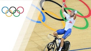 Italys Viviani wins gold in Mens Omnium Track Cycling Race [upl. by Hanoy]