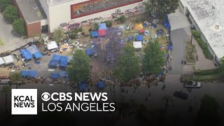 Police move in to dismantle protester encampment on CSULA campus [upl. by Aneeres]