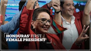 Central American country to swear in its first female president [upl. by Radnaskela]