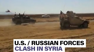 Watch video of violent confrontation between US and Russian troops in Syria [upl. by Langbehn]