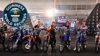 Nitro Circus Break World Record for Most Simultaneous Backflips  Guinness World Records [upl. by Aivull]