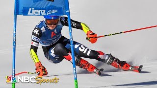 Mikaela Shiffrin holds on for World Cup giant slalom win in Lienz Austria  NBC Sports [upl. by Melamie]