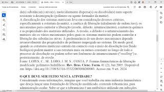 2 EXPLIQUE o porquê é importante que a tobramicina seja incorporada em um sistema de liberação modi [upl. by Asiram]