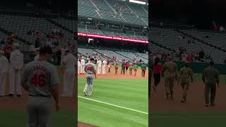 Paul Goldschmidt waves to military [upl. by Jammal]