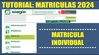 Siagie  Proceso de Matricula Individual  Tutorial 2024 [upl. by Nowed]