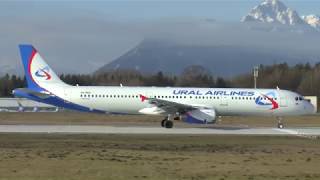 Full HD  A321231  Ural Airlines take off at LOWSSalzburg Airport  022019 [upl. by Assirual617]