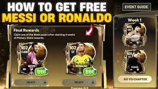 HOW TO GET FREE 102 OVR RONALDO OR MESSI FC MOBILE 25  BALLON DOR EVENT GUIDE FC MOBILE [upl. by Enamart687]