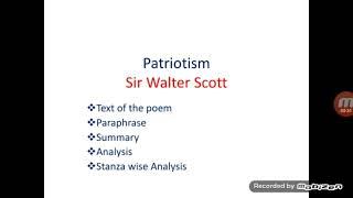 PATRIOTISM  POEM BY SIR WALTER SCOTT  PARAPHRASE SUMMARY ANALYSIS [upl. by Nevet]