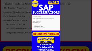 SAP SuccessFactors RCM Training Video 44 29th Oct 2024 sapsuccessfactorstraining [upl. by Hctim908]